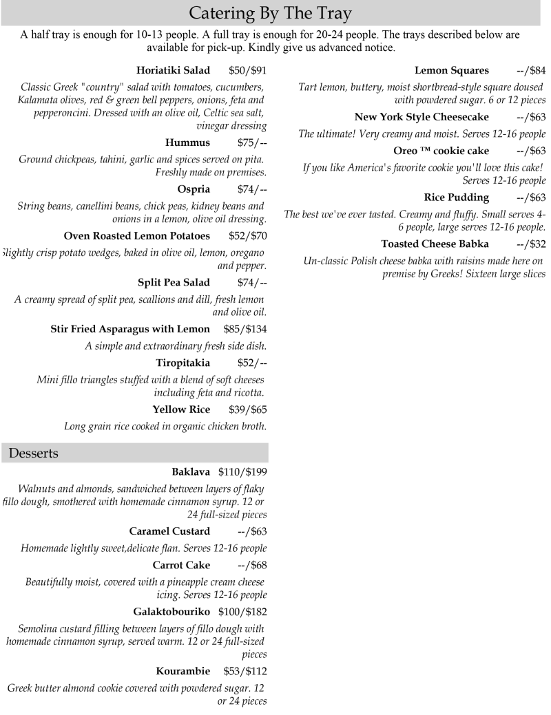 Catering menu page 2
