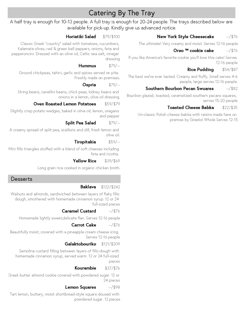 Catering menu page 2