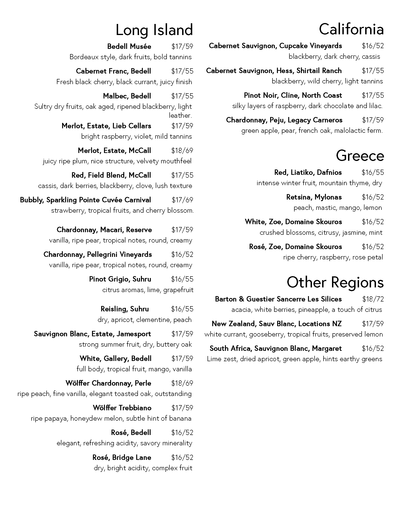 Wine List