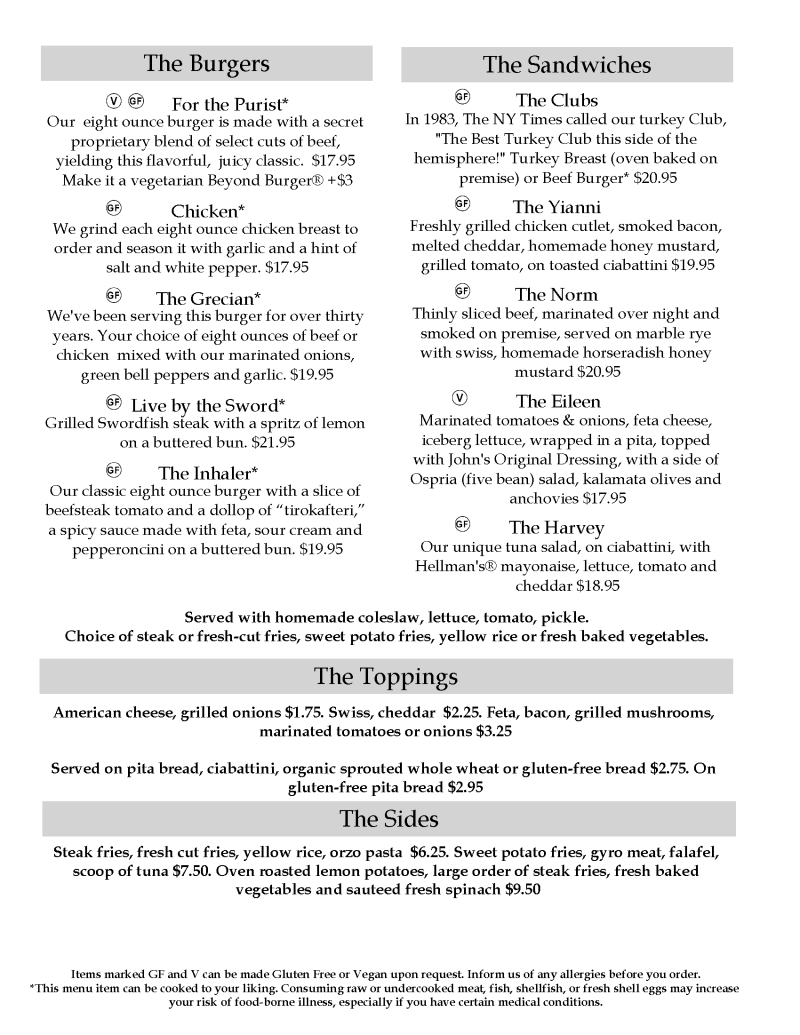 Burgers and Sandwiches