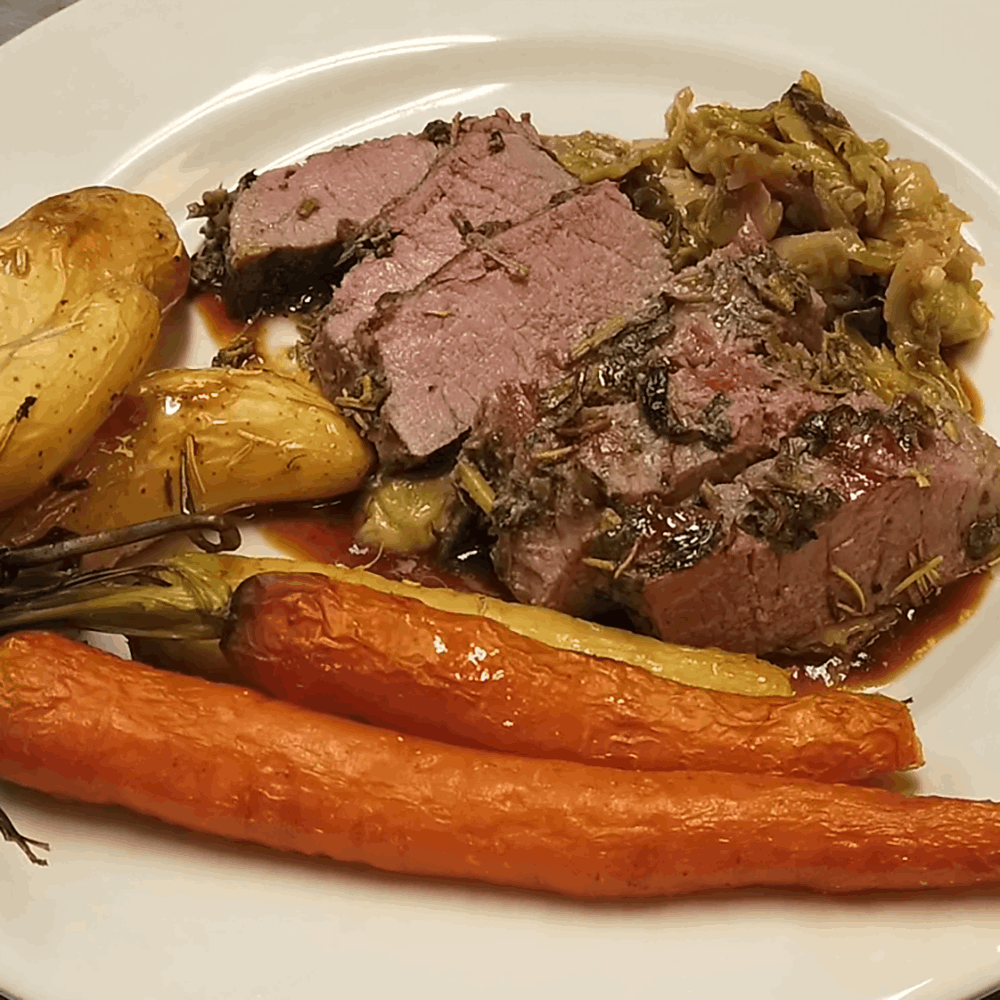 Slow-cooked lamb loin