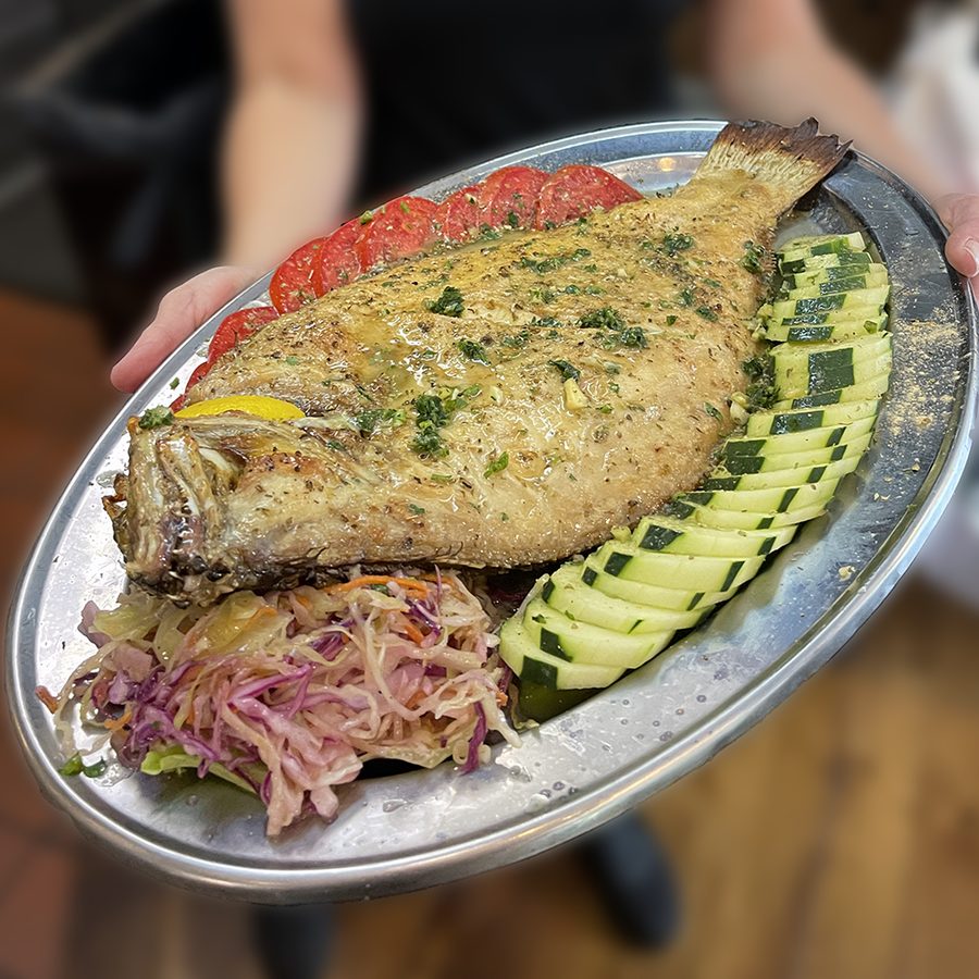 Whole grilled fluke